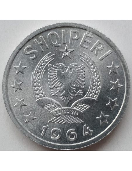 Rewers monety Albania 10 Quindar 1964