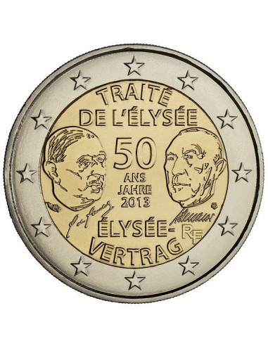 Awers monety 2 euro 2013 50 rocznica Traktatu Elizejskiego Francja