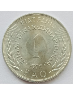 Awers monety Jugosławia 1 Dinar 1976 F.A.O. 2