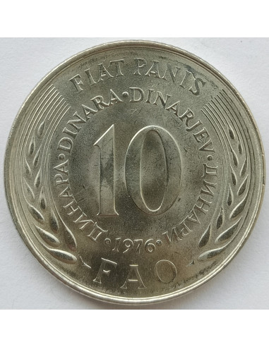 Awers monety Jugosławia 10 Dinar 1976 F.A.O.