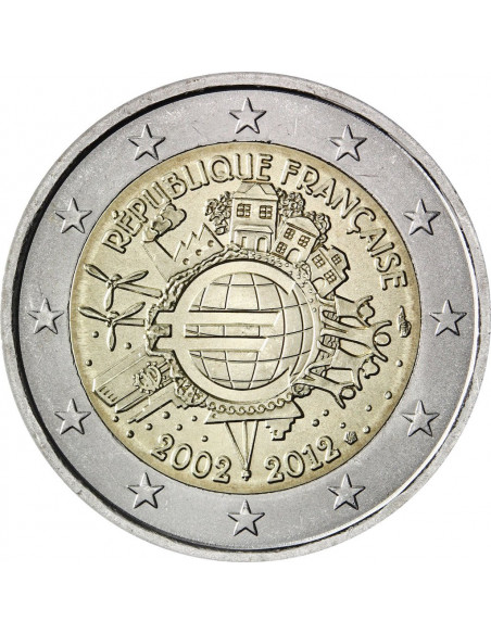 Awers monety Francja 2 euro 2012 10lecie banknotów i monet euro Francja