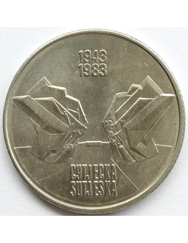 Awers monety Jugosławia 10 Dinar 1983 40. rocznica bitwy nad Sutjeską