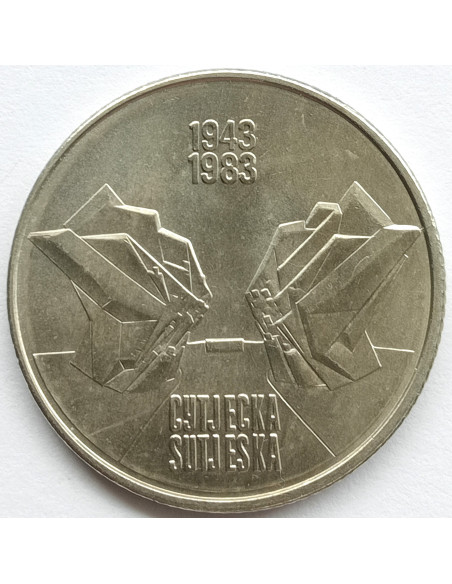 Awers monety Jugosławia 10 Dinar 1983 40. rocznica bitwy nad Sutjeską