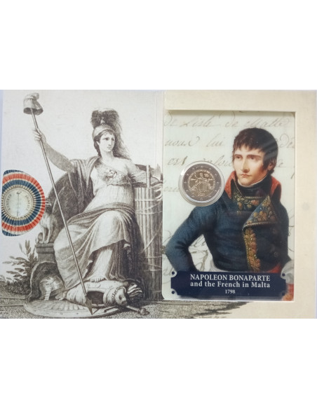 Rewers monety Malta 2 euro 2023 225. rocznica przybycia Francuzów na Maltę