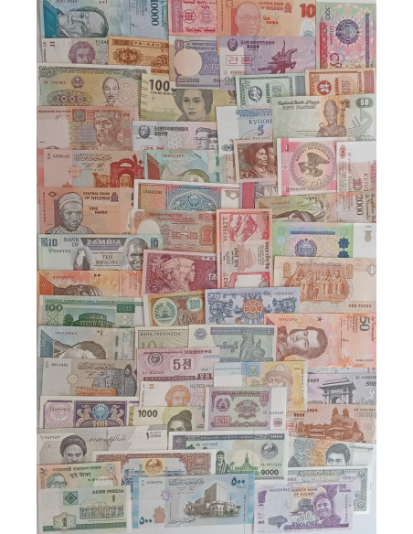 Przód banknotu Zestaw banknotów  UNC Europa Ameryka PD Azja i Afryka