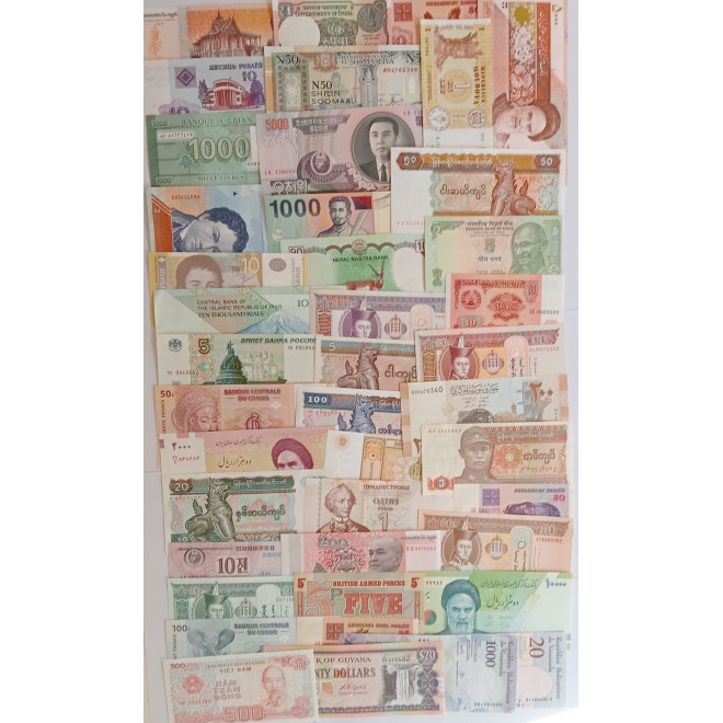 Tył banknotu Zestaw banknotów  UNC Europa Ameryka PD Azja i Afryka