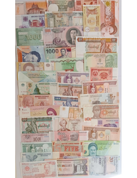 Tył banknotu Zestaw banknotów  UNC Europa Ameryka PD Azja i Afryka