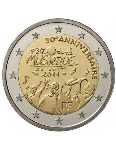 Awers monety 2 euro 2011 30 rocznica powstania Święta Muzyki