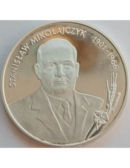 Awers monety 10 Złotych 1996 Stanisław Mikołajczyk