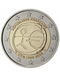 Awers monety Francja 2 euro 2009 10lecie wprowadzenia systemu euro Francja