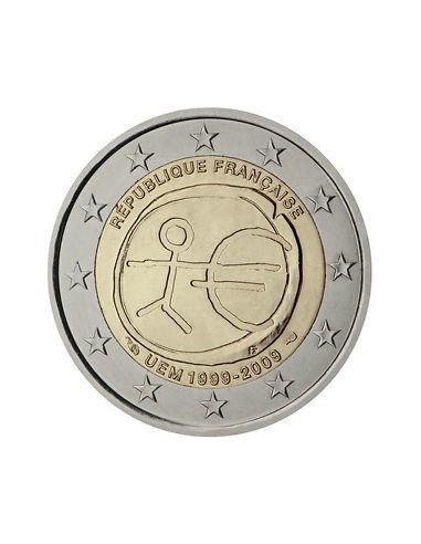 Awers monety 2 euro 2009 10lecie wprowadzenia systemu euro Francja