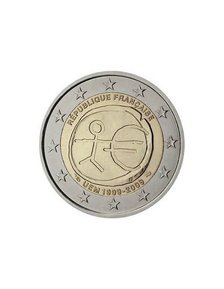 Awers monety Francja 2 euro 2009 10lecie wprowadzenia systemu euro Francja