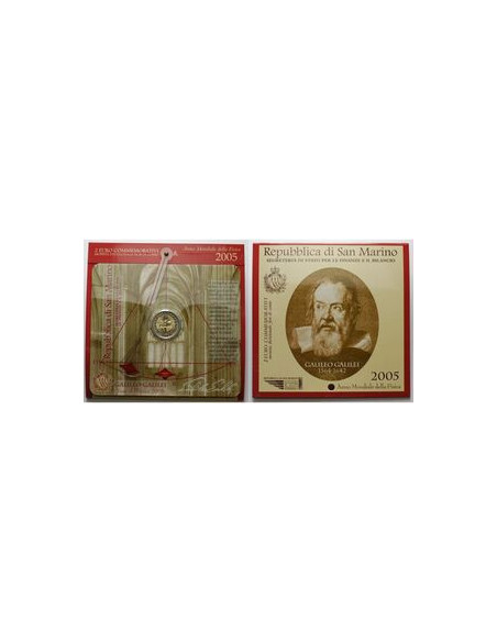 Rewers monety San Marino 2 euro 2005 Światowy Rok Fizyki 2005