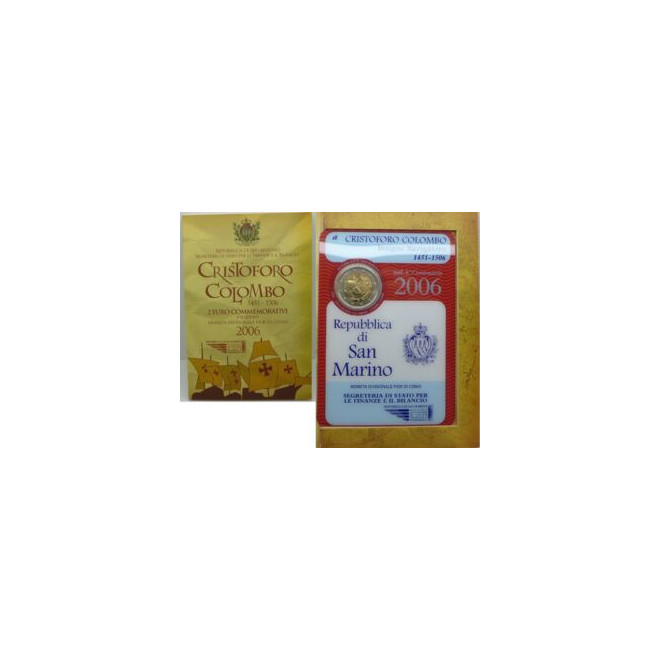 Rewers monety San Marino 2 euro 2006 500 rocznica śmierci Krzysztofa Kolumba