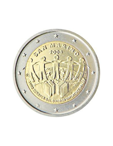 Awers monety San Marino 2 Euro 2008 Dialog Międzykulturowy
