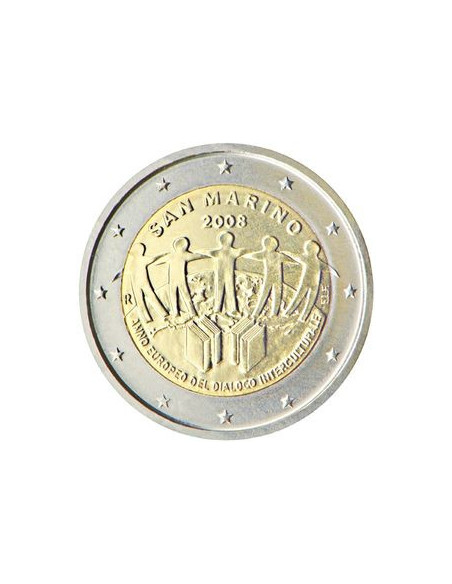 Awers monety San Marino 2 Euro 2008 Dialog Międzykulturowy