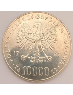 Awers monety 10 000 Złotych 1987 Papież Jan Paweł II 2