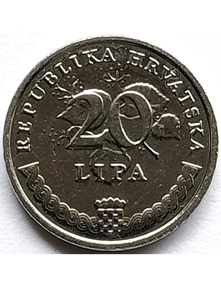 Rewers monety Chorwacja 20 Lipa 2021