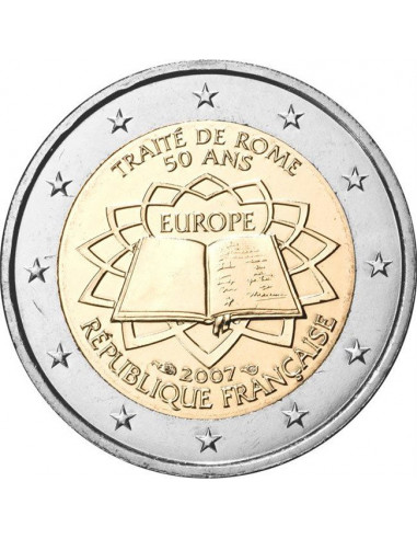 Awers monety 2 euro 2007 50lecie Traktatu Rzymskiego Francja