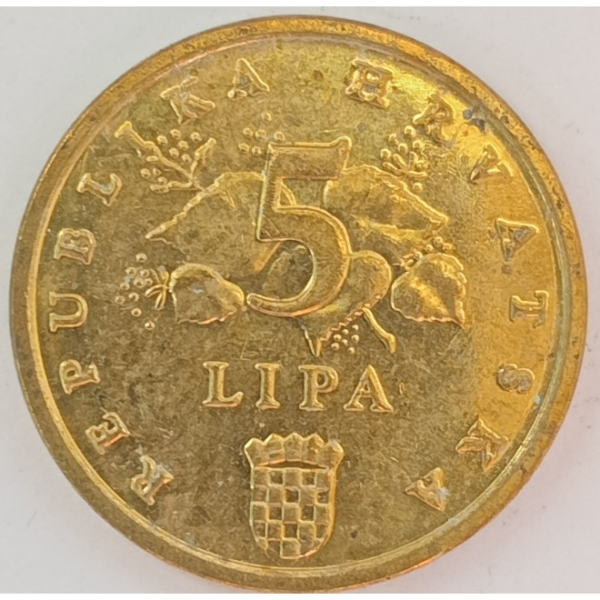 Rewers monety Chorwacja 5 Lipa 2017