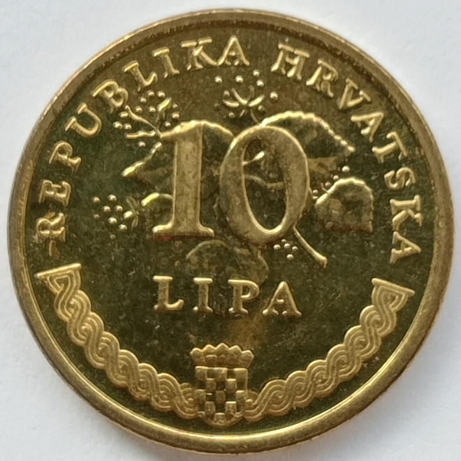 Rewers monety Chorwacja 10 Lipa 2019