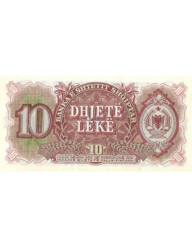 Przód banknotu Albania 10 Lek 1957 UNC