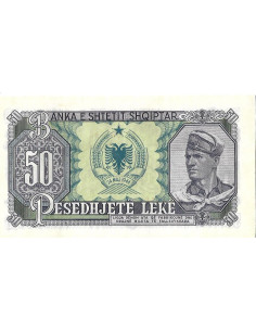 Przód banknotu Albania 50 Lek 1957 UNC