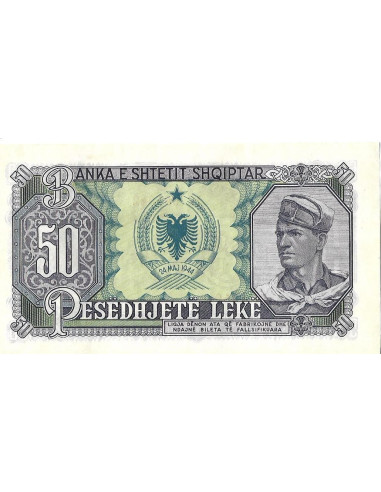 Przód banknotu Albania 50 Lek 1957 UNC