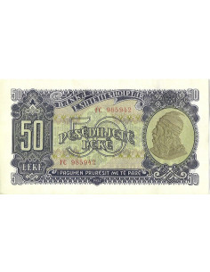 Przód banknotu Albania 50 Lek 1957 UNC 2