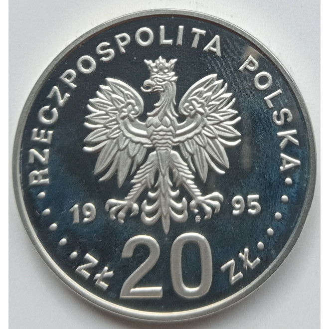Rewers monety 20 Złotych 1995 50. rocznica – Organizacja Narodów Zjednoczonych