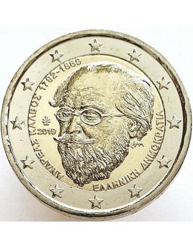 Awers monety 2 euro 2019 Andreas Kalvos