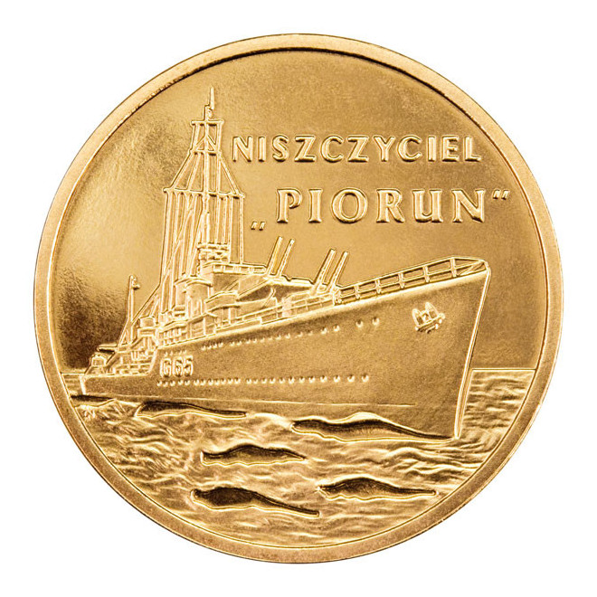 Rewers monety 2 zł 2012 Polskie okręty: Niszczyciel „Piorun” Oryginalne opakowanie zawierające 50 sztuk monet