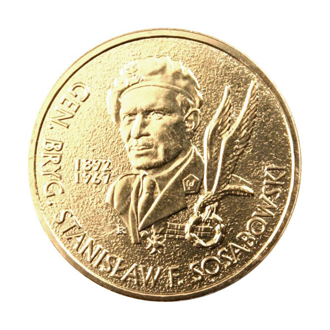 Rewers monety 2 zł 2004 Generał brygady Stanisław F. Sosabowski woreczek 50 szt.