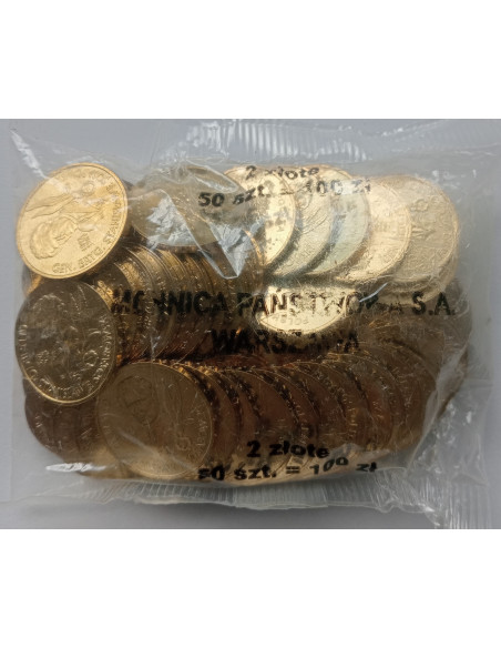 Awers monety 2 zł 2004 Generał brygady Stanisław F. Sosabowski woreczek 50 szt.