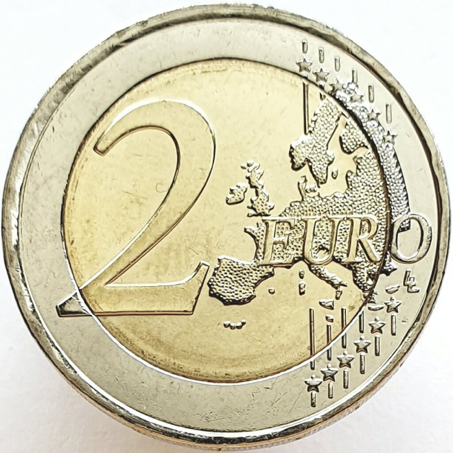 Rewers monety Grecja 2 euro 2019 Setna rocznica urodzin Manolisa Andronicosa
