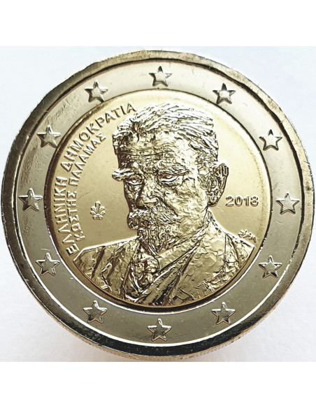 Awers monety Grecja 2 euro 2018 Pamięci Kostisa Palamasa w 75 rocznicę śmierci