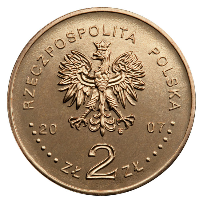 Rewers monety 2 zł 2007 750lecie lokacji Krakowa woreczek 50 szt.