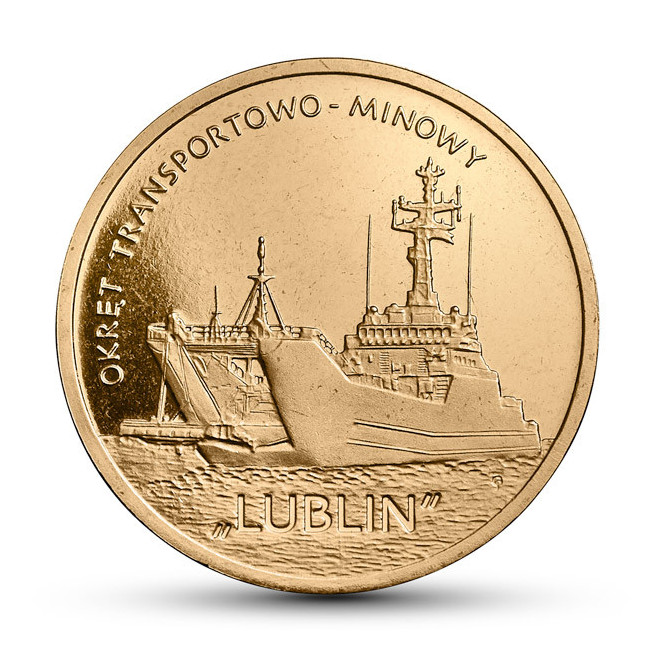 Rewers monety 2 zł 2013 Polskie okręty: Okręt transportowominowy „Lublin” woreczek 50 szt.