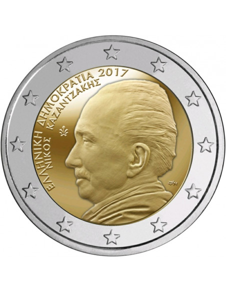 Awers monety Grecja 2 euro 2017 Pamięci Nikosa Kazandzakisa w 60 rocznicę śmierci