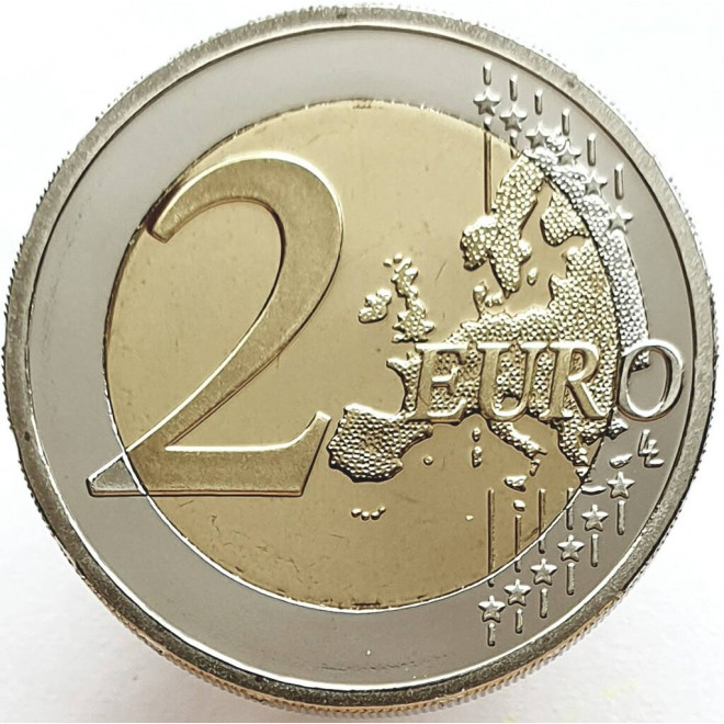 Rewers monety Grecja 2 euro 2017 Pamięci Nikosa Kazandzakisa w 60 rocznicę śmierci