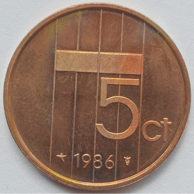 Rewers monety Holandia 5 Cent 1986