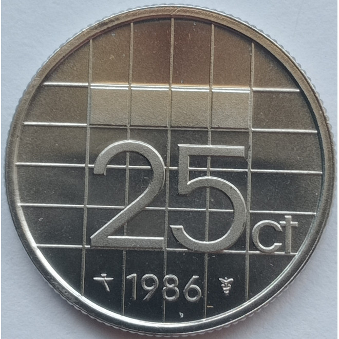 Rewers monety Holandia 25 Cent 1986