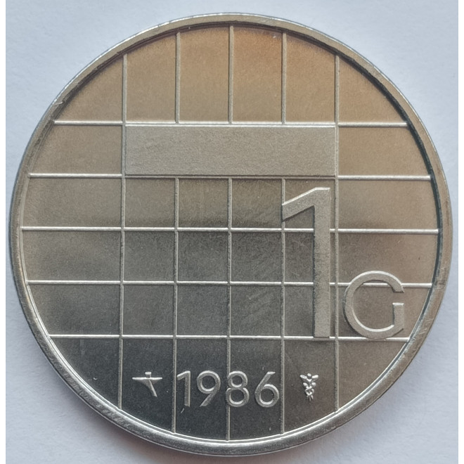 Rewers monety Holandia 1 Gulden 1986