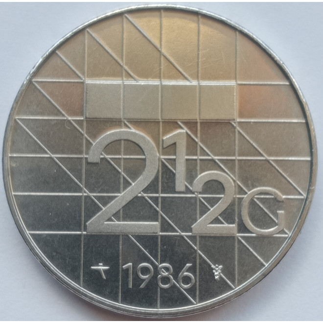 Rewers monety Holandia 25 Gulden 1986