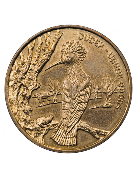 Awers monety 2 zł 2000 Zwierzęta świata Dudek łac. Upupa epops