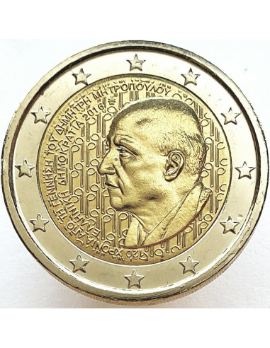 Awers monety 2 euro 2016 10 rocznica urodzin kompozytora Dimitriego Mitrópoulosa
