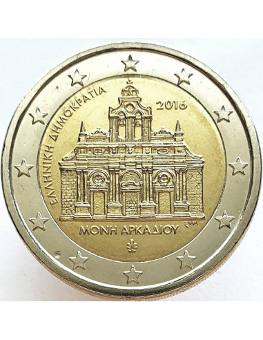 Awers monety 2 euro 2016 150 rocznica szturmu na klasztor Arkadii