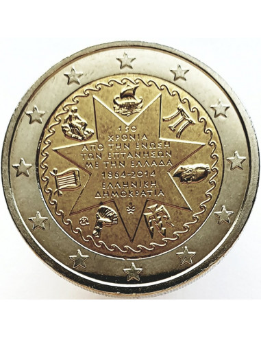 Awers monety Grecja 2 euro 2014 150lecie Unii Wysp Jońskich z Grecją