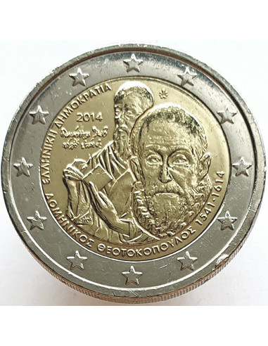 Awers monety 2 euro 2014 Pamięci Domenikosa "El Greco" Theotokopulosa w 400 rocznicę śmierci