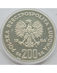 Awers monety 200 Złotych 1984 XIV Zimowe Igrzyska Olimpijskie Sarajewo 2
